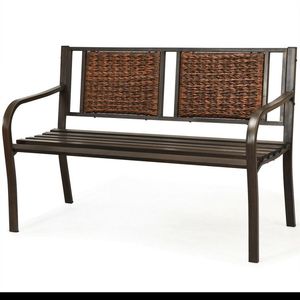 Panca da Esterno in Legno con Telaio in Acciaio Verniciato a Polvere Impermeabile per Ospedali, Scuole, Hotel e Uso in Patio - Product Image 6