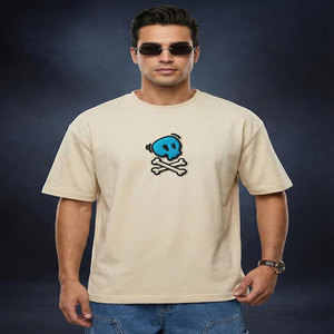 Herren-T-Shirt aus 100 % Baumwolle mit Digitaldruck, beige, kurzärmelig, mit Wild Thing Zombie Cartoon-Grafik auf der Rückseite - Product Image 2