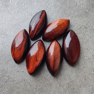 Cabujón de Ojo de Tigre Rojo Natural, Forma Marquesa, Parte Posterior Plana, Gema Calibrada para Joyería - Product Image 3