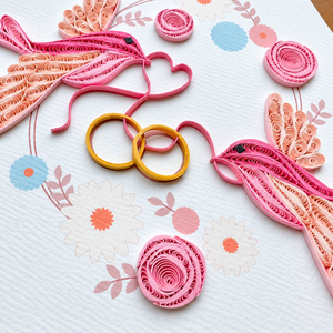 Wholesale Romantic Wedding Love Birds Quilling Card <b>Handmade</b> OEM/ODM 12.7x17.8cm Customizable <b>Paper</b> Gift Stationery Manufacturer - Product Image 3