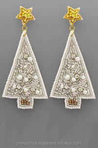 Emerald Cut Cute Festive Seed Bead Statement Jewelry-<b>Easter</b> Egg Beaded Dangle Earrings Bunny <b>Top</b> for Spring Holiday Party - Product Image 5