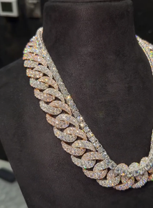 Collar de Moissanita Iced Out con Micro Pavé, Cadena de Eslabones, Oro Rosa Sólido, Unisex, Lujo para Uso Diario, Amuleto para Ella - Product Image 5