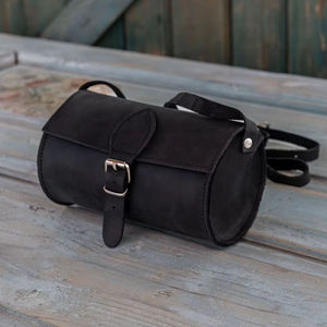 Bolso Bandolera Cilíndrico de Cuero Genuino Vintage, Bolso de Hombro con Cierre de Hebilla, Ligero para Viajes Diarios - Product Image 1