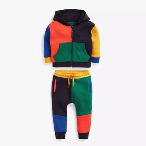 Ensemble sweat à capuche et pantalon color block pour bébés garçons, tenue en coton polaire pour nourrissons et tout-petits - Product Image 1