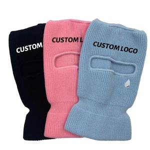 Light Blue Knit Balaclava Full Face Mask Winter Ski Hat Unisex Adult 56-58CM <b>Head</b> Circumference Acrylic Material - Product Image 1