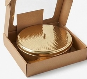 Support de rangement rond artisanal en métal avec coupelles, finition or antique, organisateur de vaisselle de cuisine, boîte de rangement durable - Product Image 6