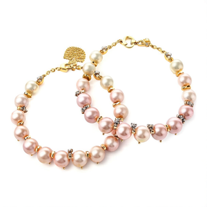 Radiant Gold Plated Brass Openable Charm <b>Bangles</b> <b>Set</b> with Pink and Gold Pearls - Product Image 2