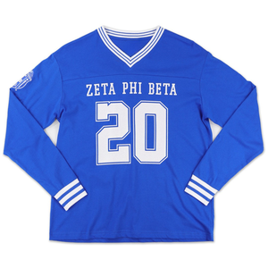 Maillot à manches longues Zeta Phi Beta bleu roi ZPB pour femme, haut de sport, vêtement grec, style HBCU - Product Image 1