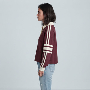 Women's Loose Fit <b>Polo</b> Shirt Casual Long Sleeve 100% Cotton Polyester Drop Shoulder <b>Polo</b> Tee Turn Down Button Collar <b>Polo</b> Tshirt - Product Image 4
