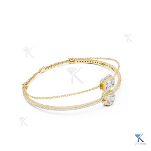 Lab Grown Diamond Dual Layer Tennis Chain <b>Bracelet</b> 14K 18K <b>Solid</b> Gold Fine Unisex Luxury Layered Jewelry Gift Party - Product Image 2