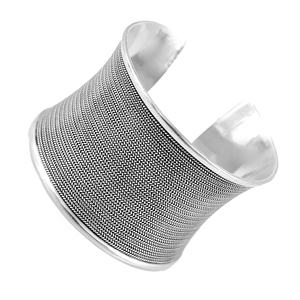925 Sterling <b>Silver</b> Wide Woven <b>Cuff</b> <b>Bracelet</b> – Oxidized Boho Textured Kada - Product Image 2