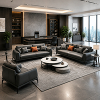 Set Sofa Kantor Kulit Asli Dua Dudukan, Furnitur Ruang Tunggu Komersial, Dapat Disesuaikan, Produsen OEM, Grosir