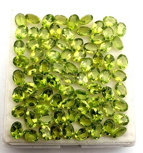 Péridot naturel ovale facetté, pierres précieuses en vrac calibrées 5MM 7MM, pierres de péridot vertes pour la fabrication de bijoux et de pendentifs, vente en gros - Product Image 6