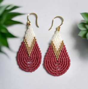 Boucles d'oreilles pendantes en forme d'arbre de Noël avec perles rouges et cristaux en strass, plaquées or, bijoux de fête pour femmes, style vintage - Product Image 3