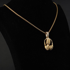 Collar de Hip Hop con Micrófono y Auriculares de Moissanita para Hombre, Joyería de Música Rock, Accesorios con Diamantes Completos, Colgante de Joyería Iced Out - Product Image 2