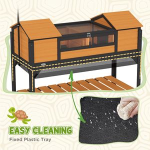 Terrario Doppio Principale Giallo per Tartarughe con Coperchio Apribile, Portalampada Regolabile, Ripiano Portaoggetti - Forniture per Rettili e Anfibi - Product Image 5