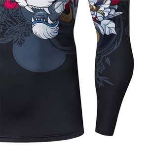Rashguard de compression pour homme MMA BJJ en Spandex/Polyester UPF50 respirant, manches longues, effet délavé, Fortleo - Product Image 6