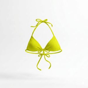 Haut de bikini noir pour femme avec cordon de serrage à l'avant et bretelles réglables, maillot de bain uni en spandex et polyester - Product Image 6