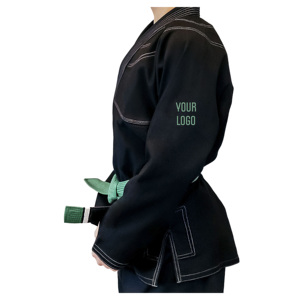 Kimono de BJJ Negro con Costuras Azules para Hombre, 100% Poliéster, Transpirable, Ropa de Artes Marciales, Talla Adulto, Corte Regular - Product Image 2