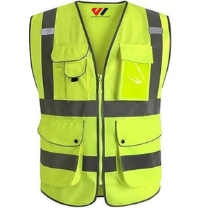 Gilet de sécurité haute visibilité personnalisé avec logo, réfléchissant ANSI Classe 2, imperméable, fermeture éclair robuste, bande réfléchissante argentée - Product Image 1