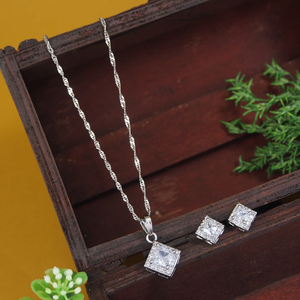 Ensemble collier et boucles d'oreilles en argent plaqué de qualité supérieure avec zircone cubique, diamant américain en forme de larme, pour femmes, cadeau de mariage - Product Image 1