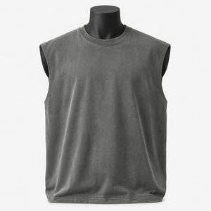 Débardeurs gris unis pour hommes très demandés, 100 % coton, tissu léger, avec services OEM et ODM. - Product Image 3