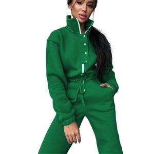 <b>Women's</b> Orange 2 Piece Tracksuit Set Turtleneck Zip Up Sweatshirt and Sweatpants <b>Sweatsuit</b> with Drawstring - Product Image 5