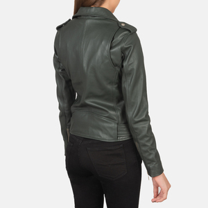 Chaquetas de Cuero Genuino de Alta Calidad para Mujer, Chaquetas Bomber de Motocicleta al por Mayor para Chicas, Cuello Camisero, Logotipo Personalizado, Nuevas - Product Image 5