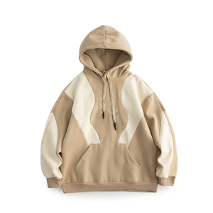 Sweat-shirt à capuche oversize pour homme, patchwork color block, décontracté, en molleton bouclette, manches classiques, hiver, 100% coton - Product Image 3