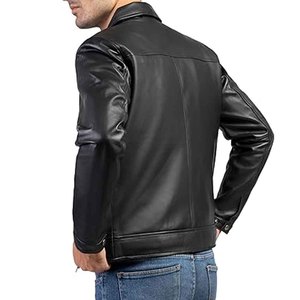 Chaqueta de Cuero para Hombre, Chaqueta de Motociclista de Cuero Vacuno Genuino, Abrigo Informal de Invierno, Fabricante OEM Personalizado - Product Image 5