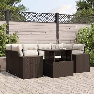 Conjunto de sofás de jardín grandes y modulares de ratán sintético marrón - Product Image 1