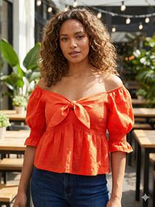 Blusas Elegantes de Mujer, 100% Algodón, Manga Corta, Estilo Vintage, Casuales, para Exteriores, Tejidas, Transpirables, Ecológicas, para Primavera - Product Image 2