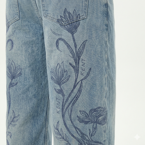 Custom Hot Selling 14oz Stone Washed Denim <b>Jeans</b> Men Streetwear Straight Fit 100% Cotton Solid Color Fade Proof Washable Spring - Product Image 4