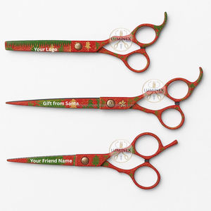 Yasaka 3PCS Professional <b>Barber</b> Scissors <b>Set</b> Stainless Steel Sharp Christmas Tree Design Hair Cutting Thinning Hair Dressing - Product Image 2
