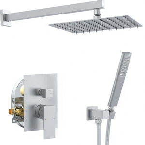 Luxury Male NPT Brushed Nickel <b>Shower</b> <b>System</b> with 10 Inch Rain <b>Shower</b> Head and Handheld Faucet Set for Bathroom <b>Showers</b> - Product Image 1
