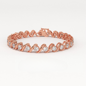 Bracelet Chaîne en Or 14K de Luxe Aarinya avec Diamants Ronds Brillants Sertis en Canal, Design Géométrique, Bracelet à Porter au Quotidien - Product Image 6