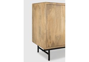 Modern Luxury Nordic Solid Wood Handcrafted <b>Sideboard</b> Fluted Tambour Doors Brass <b>Legs</b> Durable Farmhouse Dining Storage Cabinet - Product Image 4