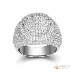 Anillo de Moissanita para Hombre, Estilo Hip Hop, Plata de Ley 925, con Halo de Baguettes, Anillo de Lujo con Incrustaciones de Diamantes - Product Image 1