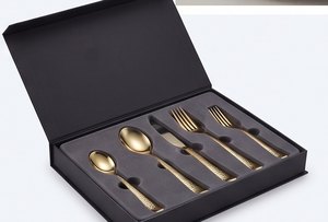 Ensemble de couverts plaqués or martelés, 5 pièces, design moderne, résistant à la rouille, pour mariage et usage domestique - Product Image 6