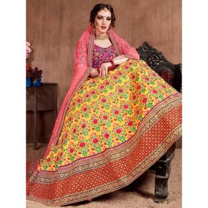 Lovely Yellow Colored Bridal Wear Bordado Lehenga Choli - Product Image 2