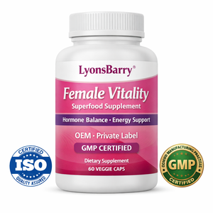 Cápsulas de Superalimentos Sin Gluten y Altos en Fibra para la Vitalidad Femenina, Equilibrio Hormonal y Energía, Marca Privada OEM, Certificación GMP - Product Image 1