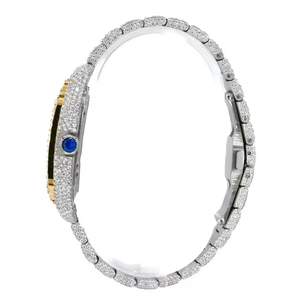 Montre de luxe en moissanite pour homme, boîtier en acier inoxydable entièrement pavé, mouvement à quartz ETA, résistante à l'eau 10 bars, unisexe - Product Image 2