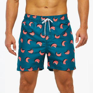 Shorts de bain pour hommes en coton 100% respirant de haute qualité, taille mi-haute avec cordon de serrage, séchage rapide, avec poches, style décontracté - Product Image 3