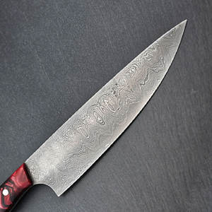 Cuchillo de chef de acero de Damasco de lujo, hecho a mano, herramienta de cocina premium, diseño elegante para chefs profesionales de restaurantes. - Product Image 5