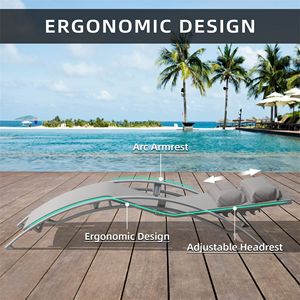 Set di 3 Lettini Prendisole Regolabili in Alluminio per Esterni, Resistenti alle Intemperie, con Tavolino Laterale in Metallo per Piscina o Terrazza - Product Image 5