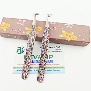 Pince à épiler professionnelle en acier inoxydable à pointe fine pour extensions de cils, Mega Lashes, thème dollar personnalisé, revêtement papier, 90 degrés - Product Image 6