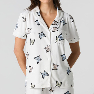 Painted butterfly Printed Womens <b>Pajama</b> <b>Set</b> Cotton <b>Pajamas</b> Long 2pc Pjs Button Down Sleepwear <b>Set</b> Loungewear for Women <b>Set</b> - Product Image 2