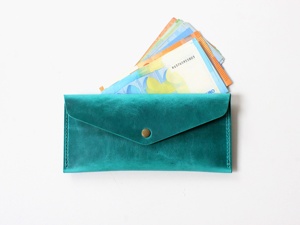 Wholesale Price Genuine Leather Luxury Portable Cash Envelope Budgeting System Stuffing Purse OEM LCE-0014 - Product Image 3