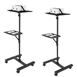 Adjustable Height 33.86 53.54 Inch <b>Projector</b> <b>Stand</b> with 2 Shelves Laptop Floor <b>Stand</b> with I Beam Frame Table <b>Projector</b> Mounts - Product Image 1