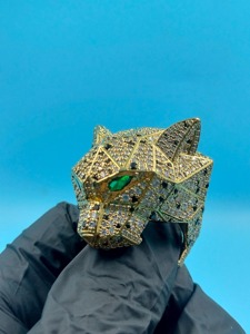 Anillo Iced Panther para Hombre, Plata 925 con Acabado en Oro Amarillo de 14K, Moissanita VVS de 3-5CT, Engaste de Garras, Estilo Hip Hop, Aniversario - Product Image 3